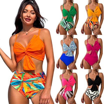 Bow Printed Cami Two-Piece Swimsuit Wholesale Womens Clothing N3824052500015