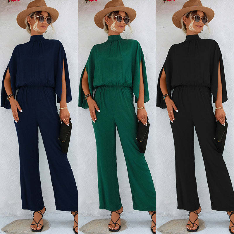 Split Sleeve Stand Collar Jumpsuit Wholesale Womens Clothing N3824050700092