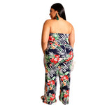 Wholesale Plus Size Clothing Sleeveless Strapless Bralette Print Jumpsuit