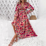 Resort Casual Printed V-Neck Dresses Wholesale Womens Clothing N3824040100107