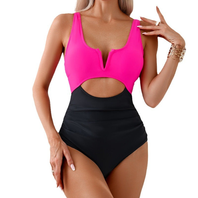 Color Block One Piece Swimsuit Wholesale Womens Clothing N3824052500012