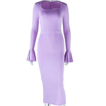 Solid Color Patchwork Bell Sleeves Slit Irregular Dress Wholesale Womens Clothing N3823111100046