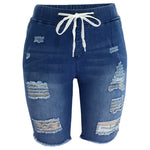 Blue Washed Straight Denim Mid Pants Wholesale Womens Clothing N3823090500045