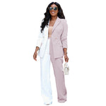 Color Block Long Sleeve Blazer Casual Pants Suit Wholesale Womens Clothing N3823103000009