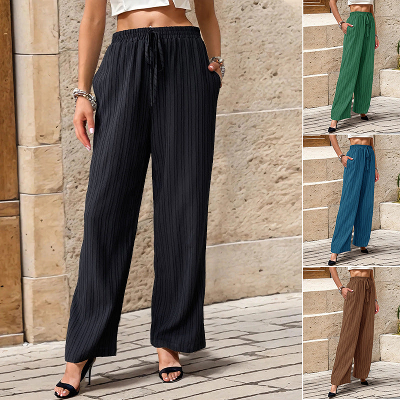 Solid Color Pleated Straight Leg Casual Pants Wholesale Womens Clothing N3824062800036