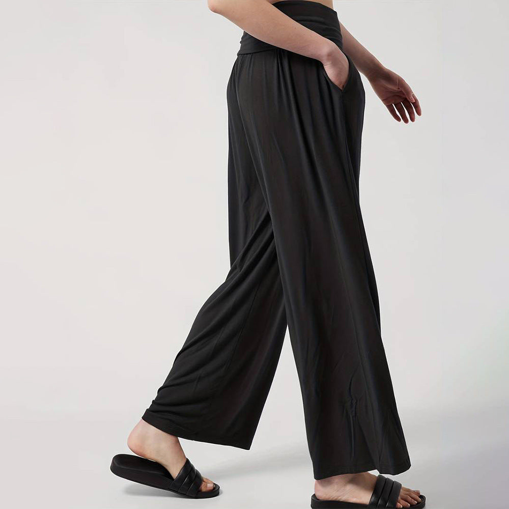 Black Casual Waist Wide-Leg Pants Wholesale Womens Clothing N3824072000225