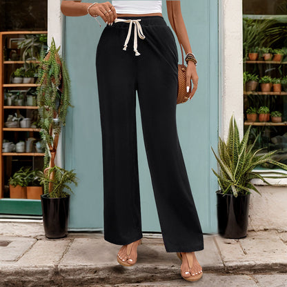 Summer High Waist Straight Black Casual Pants Wholesale Womens Clothing N3824050700005