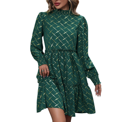 Hot Stamping Long Sleeve Midi Dresses Casual Wholesale Womens Clothing N3824082900006