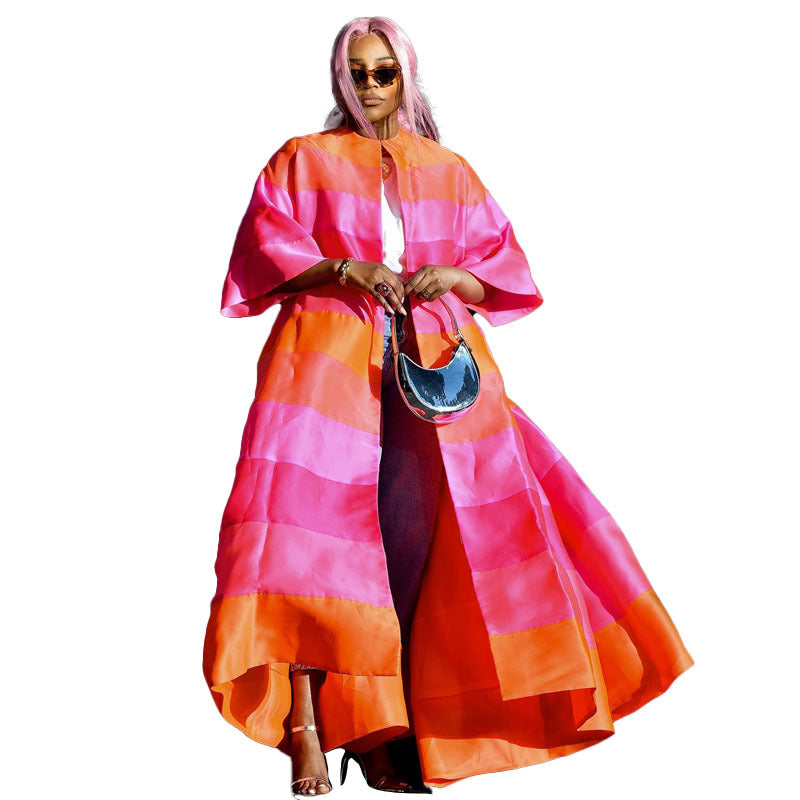 Women's Short Sleeve Round Neck Robe Windbreaker Jackets Wholesale Plus Size Womens Clothing N3823110200078