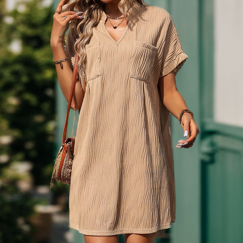 Solid Jacquard Loose Dresses Wholesale Womens Clothing N3824042900073
