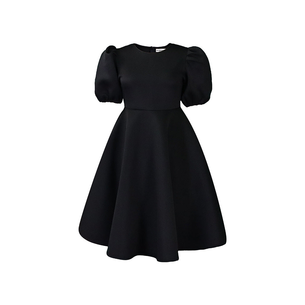 Temperament Bubble Sleeve Waist A-Line Hem Dress Wholesale Dresses