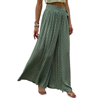 Ethnic Print Flared Wide Leg Pants Wholesale Womens Clothing N3824050700009