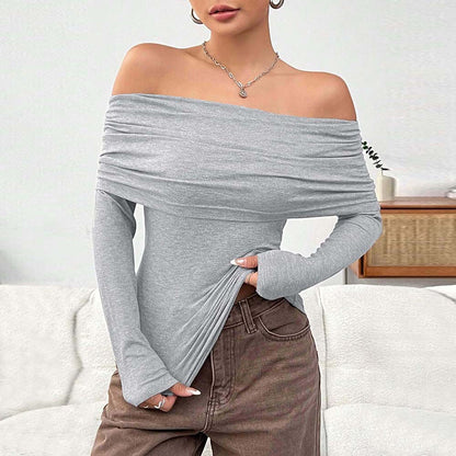 Sexy Off-Shoulder Off-Shoulder Slim Knit Sweater Wholesale Womens Clothing N3824072000226