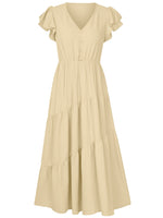 V Neck Ruffle Sleeve Layered Dresses Wholesale Womens Clothing N3824050700049