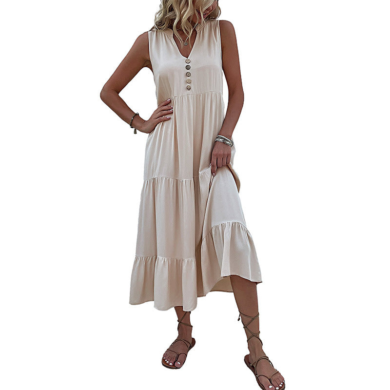 Sleeveless Tank Maxi Dresses Loose Casual Solid Color Dresses Wholesale Womens Clothing N3824050700031