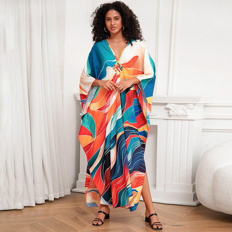 Vacation Loose Plus Size Robe Beach Cover Up Dresses Wholesale Womens Clothing N3824022600100