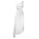 Gown One Shoulder Hollow Pleated Dress Wholesale Womens Clothing N3823112300155