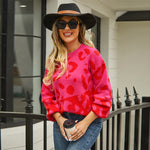Leopard Print Patchwork Fashion Crew Neck Sweater Wholesale Womens Tops