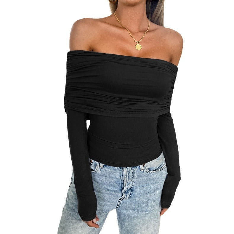 Casual Solid Color Pullover One Shoulder Tops Wholesale Womens Clothing N3824060600039