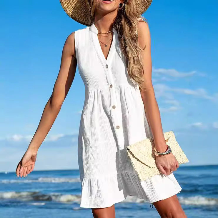 Solid Color Seaside Resort Dress Bikini Coverup Beach Dresses Wholesale Womens Clothing N3824081300001