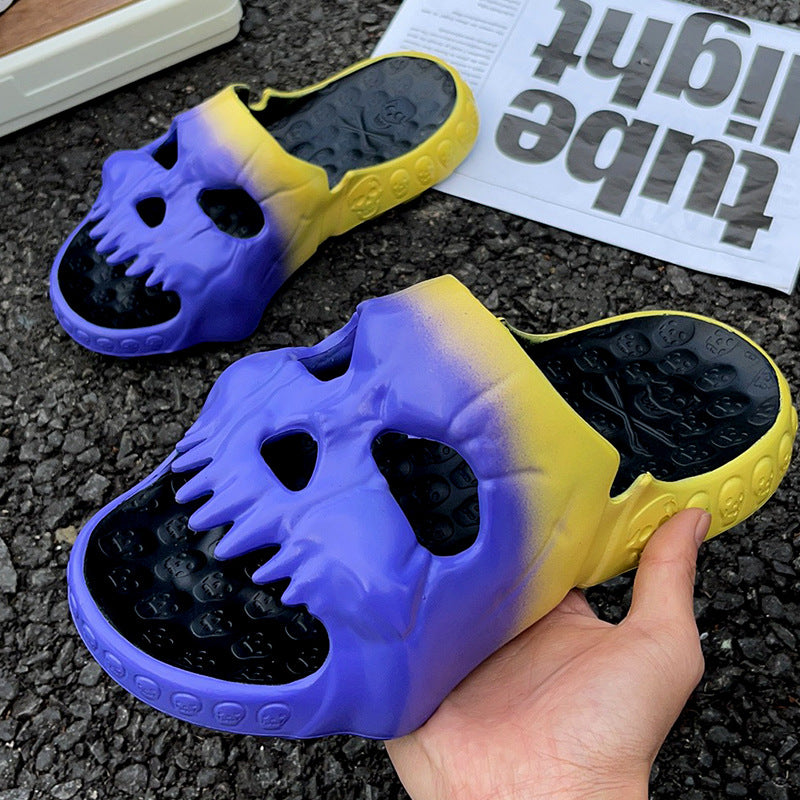 Skull Hit Color And Step On Shit Feeling EVA Gradient Sandals And Slippers Wholesale Womens Clothing