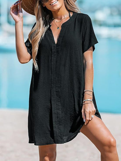 Casual Loose Dresses Seaside Vacation Coverups Beach Dresses Wholesale Womens Clothing N3824081300003