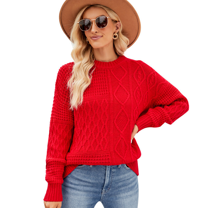 Knitted Twist Pullover Sweater Casual Solid Color Crew Neck Wholesale Womens Clothing N3823110200036