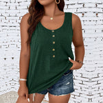 Wholesale Women Plus Size Clothing Casual U-Neck Sleeveless Solid Color Tank Tops
