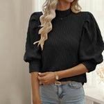 Solid Color Puff Sleeve Tops Wholesale Womens Clothing N3824022600020