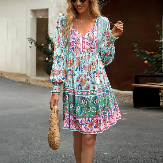 Floral Casual Long Sleeve Midi Dress Wholesale Womens Clothing N3824022600022