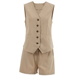 Stylish Solid Color Vest Petite Blazer Top And Shorts Set Wholesale Women'S 2 Piece Sets