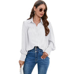 Chiffon Pleated Long Sleeve Loose Balloon Sleeve Shirt Wholesale Women'S Top