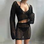 Women's Knitted Hollow Beach Suit Swimsuit Cover Up Wholesale Womens Clothing N3824010500055