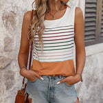 Women's Contrast Striped Tank Tops Wholesale Womens Clothing N3824022600091