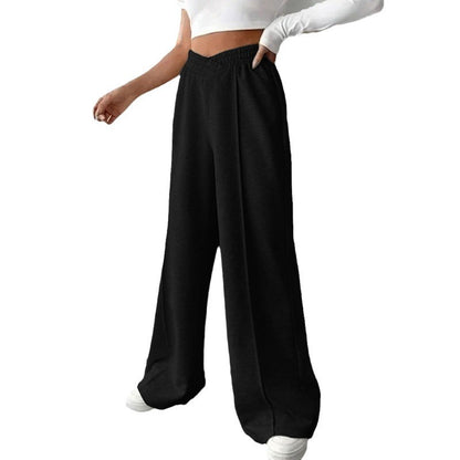 High Waisted Solid Color Wide Leg Casual Pants Wholesale Womens Clothing N3824082900022