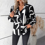 Floral Lantern Sleeve Lapel Cardigan Shirt Wholesale Women Tops N3823092300004