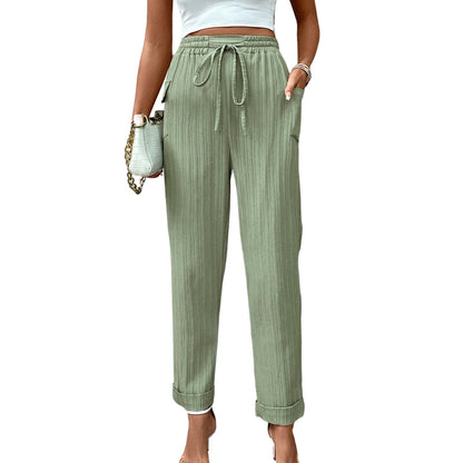 Solid Color Pleated Straight Leg High Waisted Pants Wholesale Womens Clothing N3824080900016