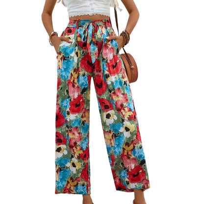 Graffiti Print Boho Resort Straight Pants Wholesale Womens Clothing N3824062800040