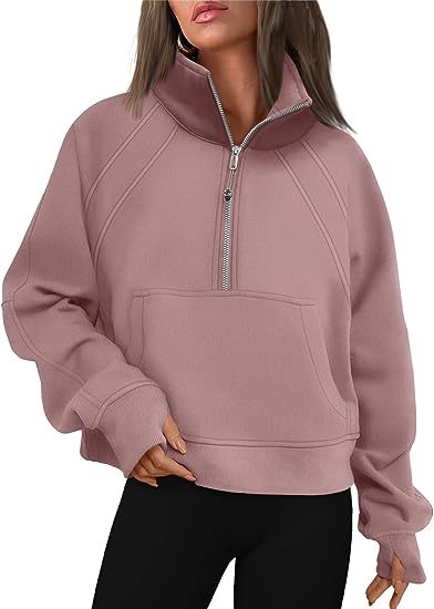 Fleece Sweatshirt with Half Zipper Short Stand Collar Wholesale Womens Clothing N3824070900007