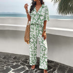 Women's Fully Printed Short Sleeve Shirts And Pants Suit Wholesale Womens Clothing N3823122900127