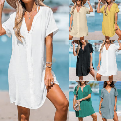 Casual Loose Dresses Seaside Vacation Coverups Beach Dresses Wholesale Womens Clothing N3824081300003