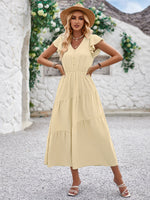 V Neck Ruffle Sleeve Layered Dresses Wholesale Womens Clothing N3824050700049