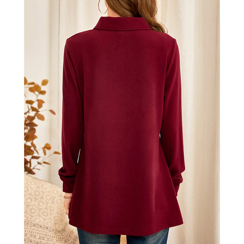 Casual Loose Button Lapel Long Sleeve Top Wholesale Women'S Top