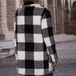 Lapel Long Sleeves Loose Plaid Zipper Coat Wholesale Womens Clothing N3823111600034
