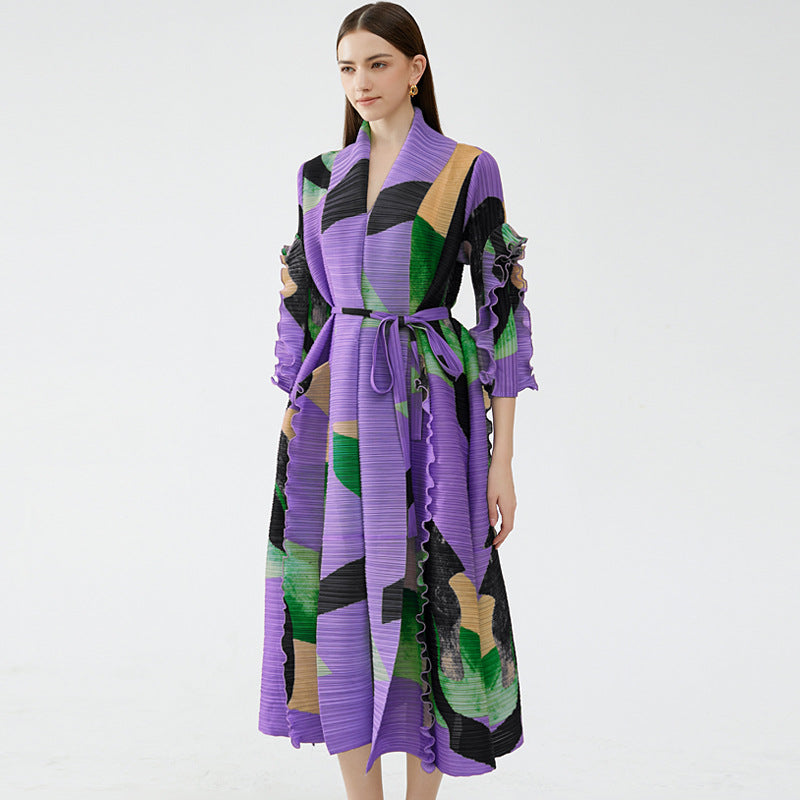 Loose Hem High Stretch Pleated Printed Dress Wholesale Dresses