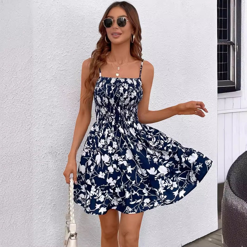 Floral Printed Waist Sexy Sheath Cami Dresses Wholesale Womens Clothing N3824052000047