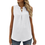 Commuter Solid Color Chiffon Loose Sleeveless Tank Tops Wholesale Women'S Top N4623052500015