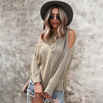 Fashion Solid Color Strapless Long Sleeve Coarse Needle Top Wholesale Womens Tops