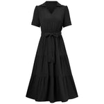 Waist V-Neck Short Sleeve Belted Dresses Wholesale Womens Clothing N3824050700073