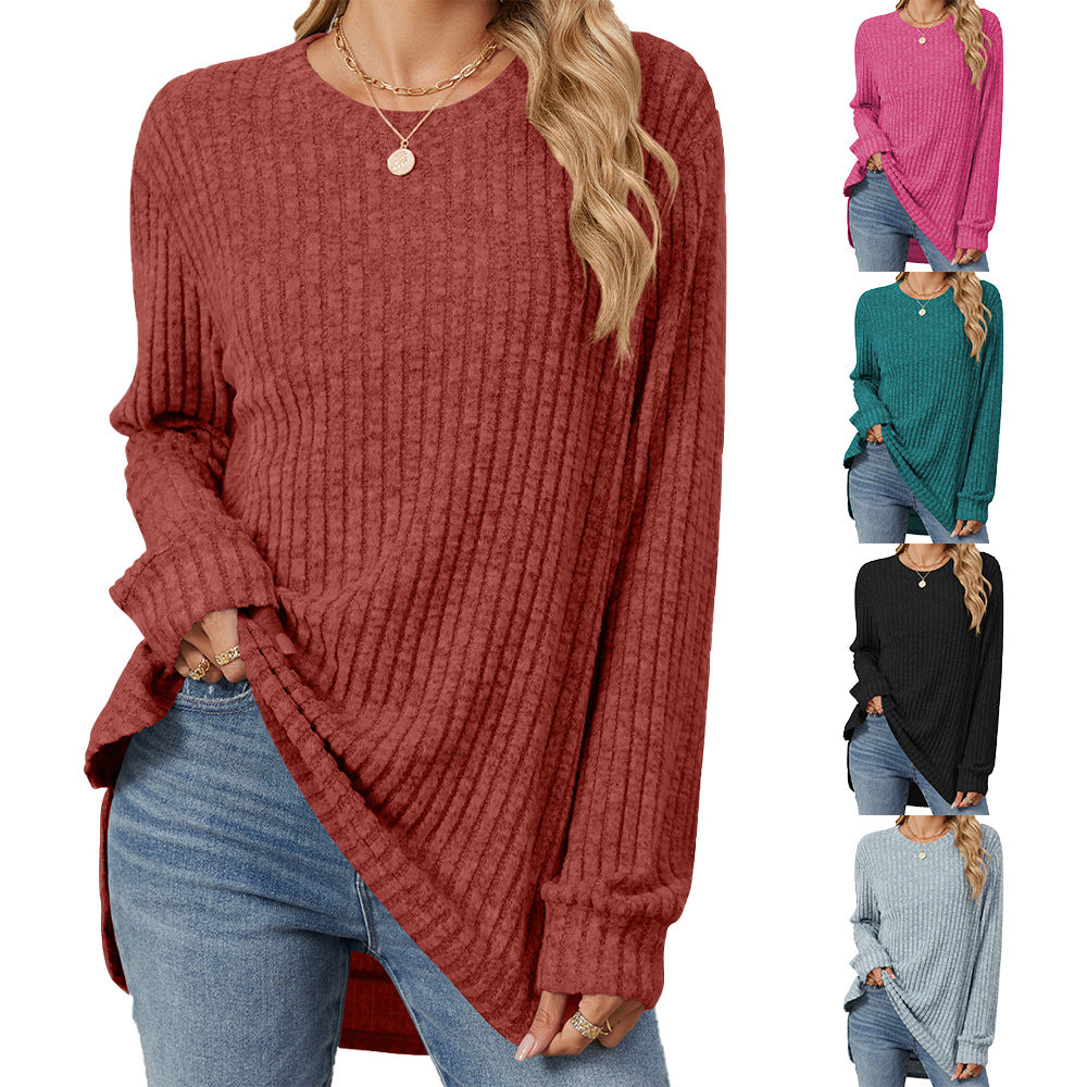 Solid Color Round Neck Brushed Loose Sweaters Tops Wholesale Womens Clothing N3824072900066